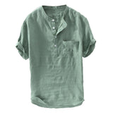 Wenkouban Men's Summer New Pure Button Short Sleeves Gentleman Fashion Large Blouse Top 2023 New Fashion Shirts For Men Plus Size