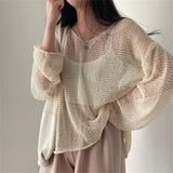 Wenkouban Lazy Style Full Sleeves Jumpers Tops Hollow Out Sexy Women Fashion Casual Streetwear Chic Femme Sweaters Pullovers