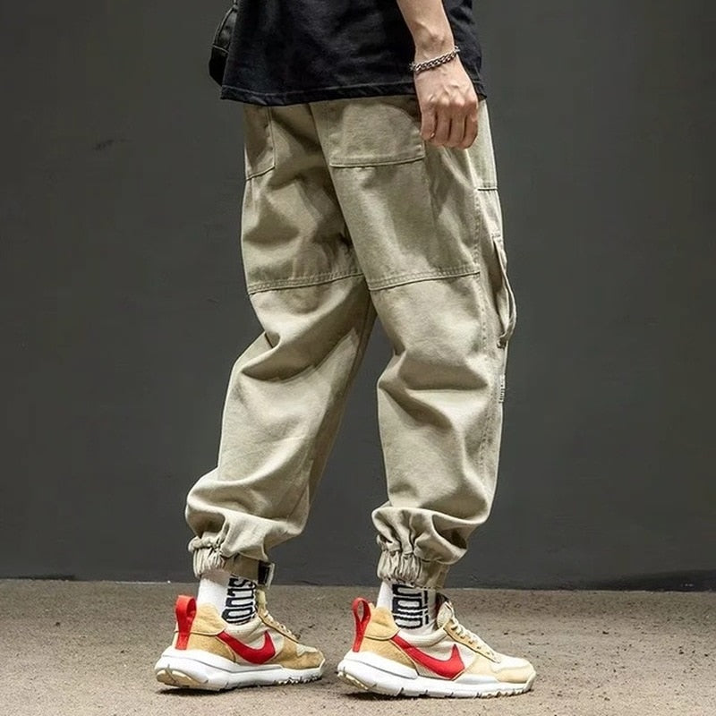 Wenkouban Back To School  Khaki Cargo Pants For Men Joggers Sweatpants Casual Cotton Japanese Hip Hop Streetwear Men's Cargo Trousers Male 5XL