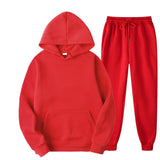 Wenkouban Men Solid Color Casual Sets Autumn New Men's Hoodies + Pants Two-Piece Tracksuit Trendy Sportswear Set Male