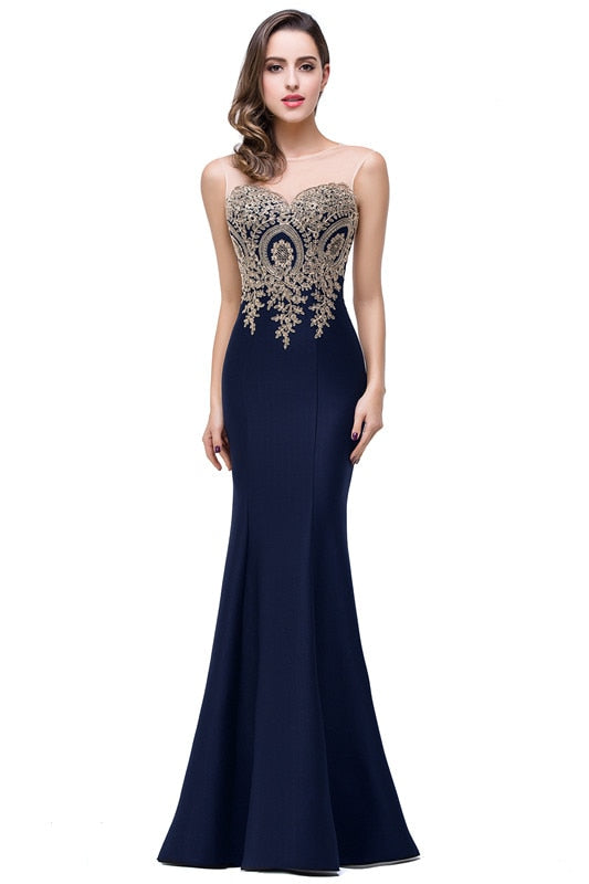 Sexy Backless Appliques Burgundy Mermaid Lace Long Prom Dresses  Royal Blue Black Evening Party Dress Vestido de Festa Longo