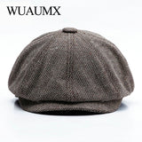 Unisex Autumn Winter Newsboy Caps Men And Women Warm Tweed Octagonal Hat For Male Detective Hats Retro Flat Caps chapeau