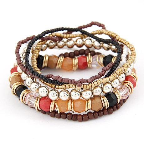 Wenkouban Bohemian Fashion Jewelry MutiLayer Beads Bracelets & Bangles for Women Elastic Strand Pulseras Mujer Femme Bijouterie