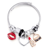 Wenkouban Love Heart DIY Bracelet Crystal Bead Charms Bracelets & Bangles Fashion Indian Jewelry Steel Chain Wristband Brand Gift