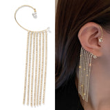 Wenkouban Crystal Butterfly Tassel Ear Cuff Earrings for Women Gold Silver Color No Pierced Ear Clip Hook Fashion Party Jewelry 2022