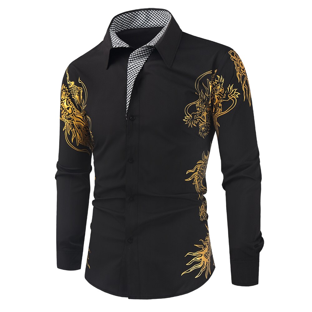 Wenkouban Spring Autumn Features Shirts Men Casual Gold Shirt New Arrival Long Sleeve Casual Slim Fit Male Shirts
