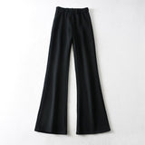 Wenkouban New High Street Elastic Waist Solid Color Flare Pants For Women Spring Autumn Thick Casual Female Trouser XJ0203