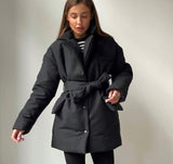Wenkouban New Short Winter Parkas Women Warm Down Cotton Jacket  Female Casual Loose Outwear  A Belt Cotton-Padded Coat