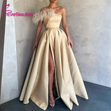 Wenkouban Evening Dress Long With Pockets 2023 Sweetheart Satin Formal Dresses Robe De Soiree A-Line Side Split Vestidos Formales