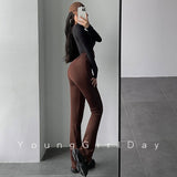 Wenkouban Sexy Fashion Bandage Halter Neck High Waist Slim Skinny Overalls Casual Flare Pants Women's Fashion Trousers Korean Women G9J9