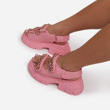 Wenkouban Women Summer Sandals Multicolor Snakeskin Platform Open Toe Shoes Height Hook & Loop High Heels Chain Zapatos Sandalias De Mujer