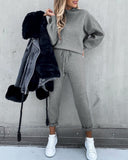 Wenkouban Winter Autumn Women Knitted Settwo Piece Set Tracksuit Velvet Oversize Female Ropa De Chandal Mujer Invierno Casual Jogging Suit