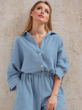 Wenkouban Pijamas Summer/Autumn Sexy Suits With Shorts 100%Cotton Women Pajama Feminino Summer Turn Down Collar Sleepwear Trousers Pocket