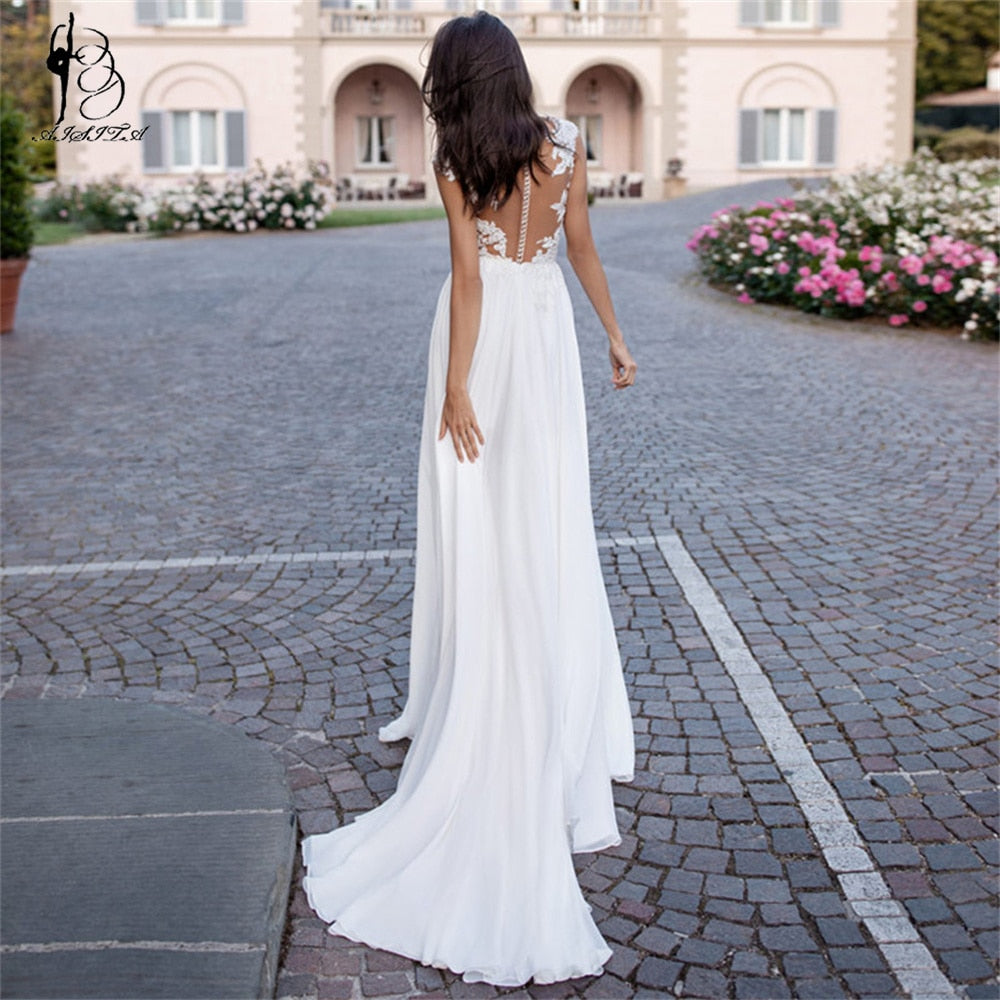 Plus Size Boho Simple Wedding Dresses Vintage A-line Lace Bride Gowns Bridal Robes Cheap Wedding Gowns Robe De Mariee