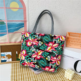 Wenkouban  Fashion Folding Women Big Size Handbag Tote Ladies Casual Flower Printing Canvas Graffiti Shoulder Bag Beach Bolsa Feminina