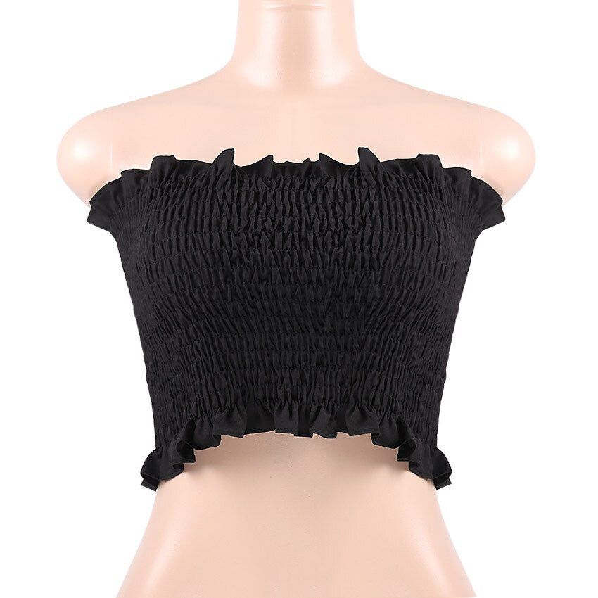 Corset Top Women Sexy Top Strapless Tube Top Off Shoulder Tank Tops Black Slim Sleeveless Vest Ruched Crop Top Club Y2K Clothes