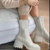 Wenkouban 2023 New Square Toe Rain Boots For Women Chunky Heel Thick Sole Ankle Boots Designer Chelsea Boots Ladies Rubber Boot Rain Shoes