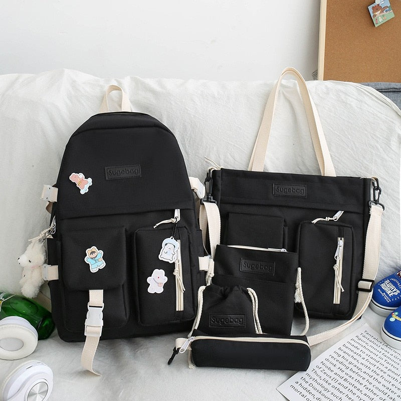 Wenkouban Waterproof Stylish Laptop Backpack women 13 13.3 14 15 15.6 inch  Korean Fashion Oxford Canvas USB College Back pack bag female
