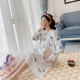 Wenkouban Nightgowns Women Plaid Sweet Bow Knot Collar Mid-Long Sleepshirt For Girls Homewear Breathable High Quality Soft Fashion Korean
