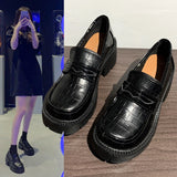 Wenkouban French Style Woman High Heels Pumps Chaussure Femme Patent Leather College Shoes Lolita Cosplay Platform Chunky Sole Loafers