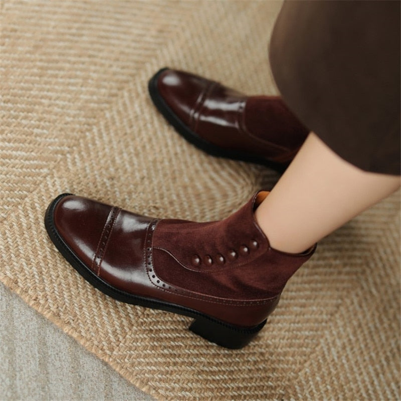 Wenkouban Autumn Boots    Ankle Boots Women Boots with Side Zipper Round Toe Chunky Heel Short Tube Rivet Boots Womens Shoes