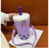 Wenkouban  Personalized Bag For Women  New Fashion Milk Tea Cup Shaped Bags Small Bucket Bag Shoulder Bag Lady Crossbody Bags Womens