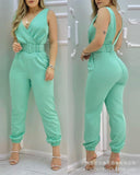 Wenkouban new women's temperament red V-neck casual one-piece suit