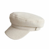 Wenkouban Sun Fashion Unisex Linen Military Hat Autumn Sailor Hats For Women Men Flat Top Captain Cap Travel Cadet Hat Navy Caps
