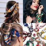 Wenkouban Fashion Hair Scrunchies Jewelry Ponytail Holder Bow Elastic Hair Accessories For Women Scarf Bow Tie Hair Band Ribbon Headwear
