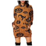 Wenkouban Halloween Hoodies Women Loose Long Hoodie Casual Halloween Printed Hooded Sweatshirts Student's Autumn Winter Baggy Pullover Oversized Hoodie