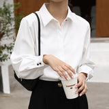 Graduation Gifts OL Style Formal Women White Shirts Turn-Down Collar Blouse Tops Elegant Workwear Female Blusa Single-Breasted Shirts Long Sleeve