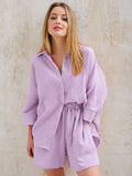 Wenkouban Pijamas Summer/Autumn Sexy Suits With Shorts 100%Cotton Women Pajama Feminino Summer Turn Down Collar Sleepwear Trousers Pocket