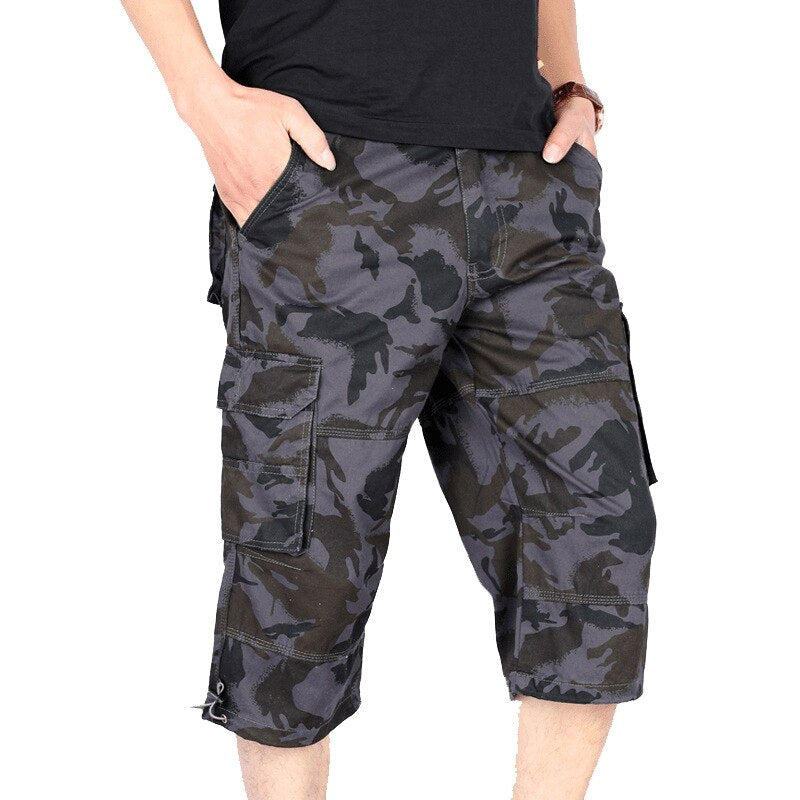 Wenkouban Back To School Long Length Cargo Shorts Men Summer Casual Cotton Multi Pockets Hot Breeches Cropped Trousers Military Camouflage Shorts 5XL