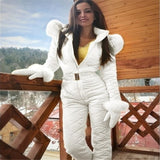 Wenkouban One-Piece Ski Suit Women Snow Coveralls Mountain Ski Fleece Jumpsuit Super Warm Winter Ski Jacket Pants Breathable Snow Suit