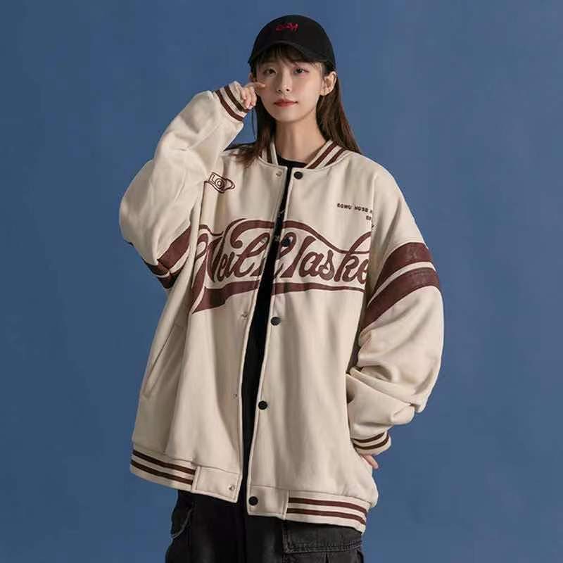 Wenkouban 2023 Jacket Female Autumn And Winter New Korean Version Of Loose Plus Velvet Thick Sweater Student Ins Baseball Uniform Tide