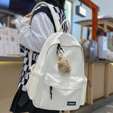 Wenkouban Female Waterproof White Laptop College Backpack Trendy Girl Cool Student Bag Fashion Cute Women Book Bag Ladies Travel Backpacks