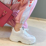 Wenkouban White Women Shoes New Chunky Sneakers For Women Lace-Up White Vulcanize Shoes Casual Fashion Dad Shoes Platform Sneakers Basket