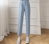 Wenkouban High Waist Casual Blue Pants Female Pocket Zipper Apricot Suit Pants Women Autumn 2022 Straight Loose White Trousers S-XL