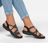 Wenkouban Sandals Women 2023 Summer Comfort Soft Sole Flat Beach Shoes Elastic Fabric Casual Wedges Sandals Womens Closed Toe Sandal