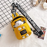Wenkouban Cute Plush Toy Inside Chest Bag For Women Casual Canvas Bag Women Crossbody Bags Letter Print Strap Shoulder Bag Women Bolso Sac