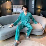Wenkouban Spring Women's Pajamas Set Luxury Style Lace Fashion Solid Color Sleepwear Silk Like Couple Home Clothes Nightwear for Men