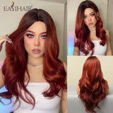 Wenkouban Ombre Brown Mixed Purple Blonde Long Synthetic Wave Wigs For Women Heat Resistant Colorful Fiber Cosplay Lolita Wigs