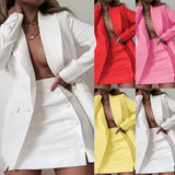 Wenkouban 2023 New Fashion 2 Piece Set Women Streetwear Candy Colour Basic Blazer Sets Coat + Shorts Slim Suit Jacket