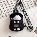 Wenkouban Cute Plush Toy Inside Chest Bag For Women Casual Canvas Bag Women Crossbody Bags Letter Print Strap Shoulder Bag Women Bolso Sac