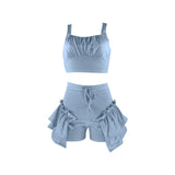 Wenkouban Sexy Ruffles Shorts And Crop Top Women Summer 2 Piece Sets Fashion Club Vacation Outfits  Items 2022