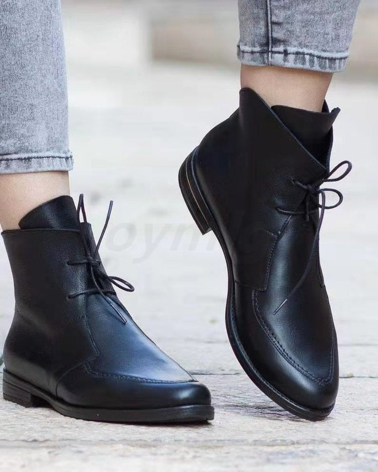 Wenkouban England Style 2023 Boots for Women New Autumn Winter PU Leather Short Ankle Boots Ladies Motorcycle Boots Women Shoes