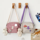 Wenkouban Preppy Style Shoulder Bag For Women Cute Bag Canvas Crossbody Bags Girls Collage Student Messenger Bags Tote Bag Bolsa