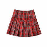 Graduation Gifts  High Waist Sexy Plaid Patchwork Short Skirt For Women Ruffles Pleated Above Knee Mini Striped Harajuku Skirt Summer 2021 New D8