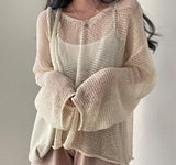 Wenkouban Lazy Style Full Sleeves Jumpers Tops Hollow Out Sexy Women Fashion Casual Streetwear Chic Femme Sweaters Pullovers