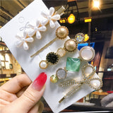 Wenkouban 5pcs/set Hairpins Women Imitated Pearls Hair Accessories Fashion Jewelry Flower Leaf Star Resin Barettes for Girls Hairgrip 2022